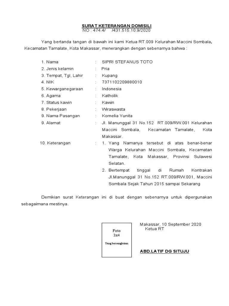 Surat Keterangan Domisili